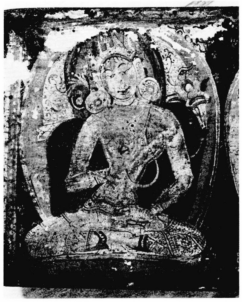 Fig. 6 A. La Prajñā Locanā, détail d’un plat de couvercle du ms. SL 68 XIe s. avec l’aimable autorisation de l’Institut de Civilisation indienne, Paris, Cliché Ph. Doumic.