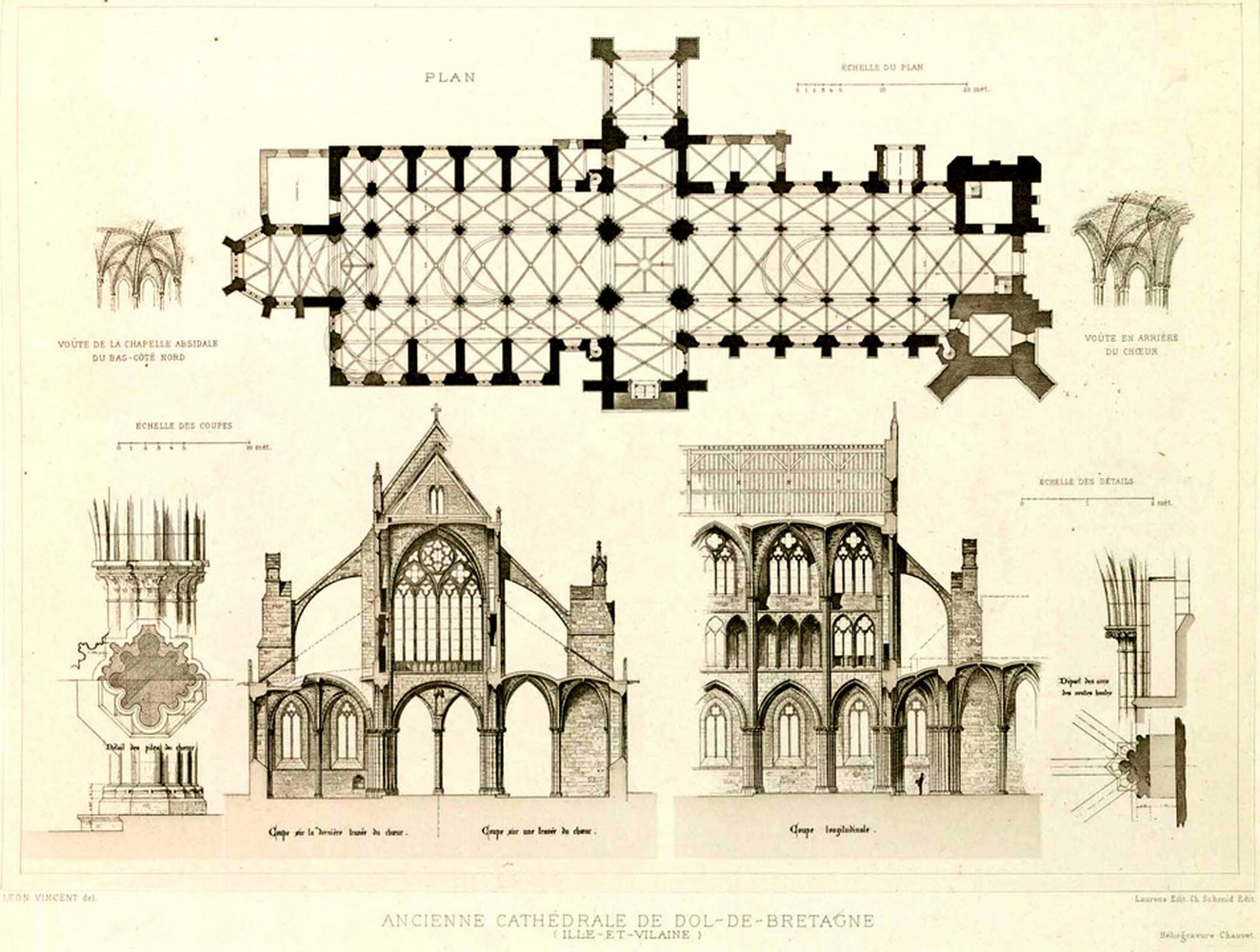 Esquisse de la cathédrale / Chauvet, XIXème, crayon sur papier | incn